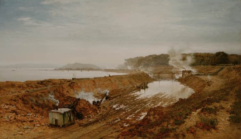 Der Aushub des Manchester-Schiffskanals: Einschnitt bei Eastham mit Mount Manisty in der Ferne, 1891 | Benjamin Williams Leader