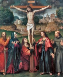 Crucifixion of Christ with the Apostles Paul and Francis of Assisi | Bernardino Luini | Painting Reproduction