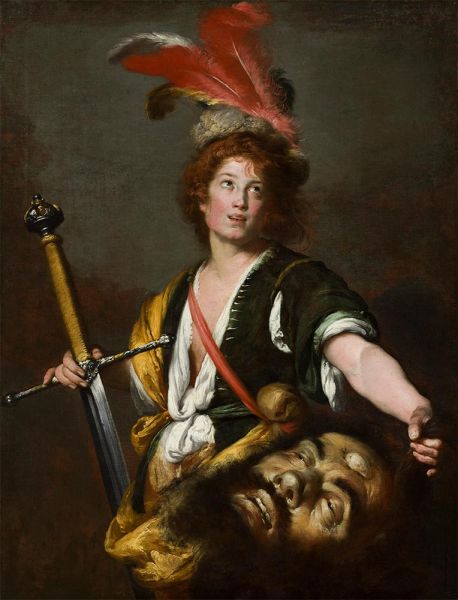 David mit dem Kopf des Goliaths, c.1636 | Bernardo Strozzi | Gemälde Reproduktion