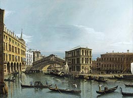 Venedig: Blick auf den Canal Grande mit der Rialto-Brücke, c.1740 von Bernardo Bellotto | Gemälde-Reproduktion