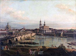 Dresden vom Neustädter Brückenkopf, 1765 von Bernardo Bellotto | Gemälde-Reproduktion
