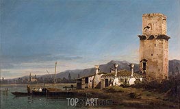 Capriccio mit dem Turm von Malghera, c.1743/44 von Bernardo Bellotto | Gemälde-Reproduktion