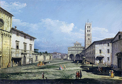 The Piazza San Martino and The Duomo, c.1747 by Bernardo Bellotto | Painting Reproduction