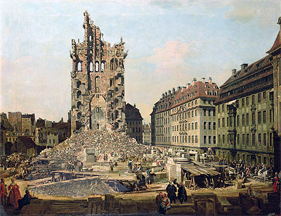 Die Ruinen der Kreuzkirche, Dresden, c.1765/67 | Bernardo Bellotto | Gemälde Reproduktion