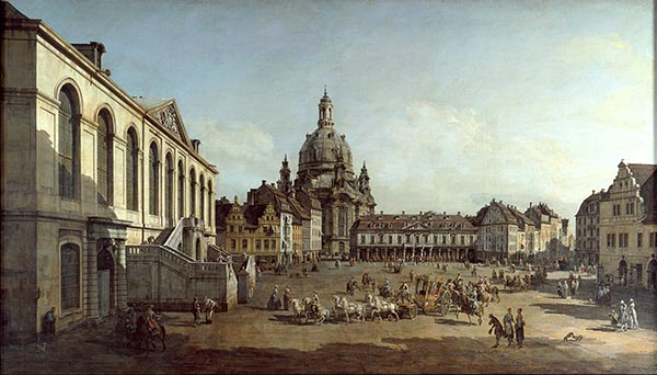 Der Neumarkt in Dresden vom Jüdenhofe aus, c.1748/49 | Bernardo Bellotto | Gemälde Reproduktion