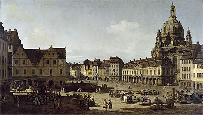 View of the New Market Place in Dresden from the ..., c.1749/51 by Bernardo Bellotto | Painting Reproduction