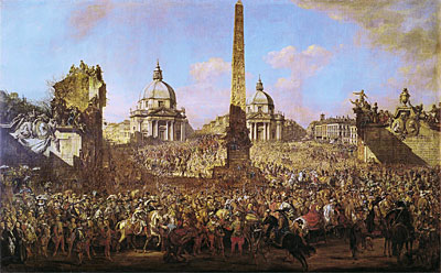 Entry into Rome of Jerzy Ossolinski Emissary of ..., 1779 by Bernardo Bellotto | Painting Reproduction
