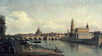 Dresden from the Right Bank of the Elbe below the Augustusbrucke, c.1751/53 | Bernardo Bellotto | Painting Reproduction