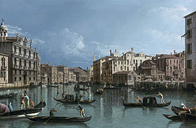 The Grand Canal Looking North from the Palazzo Contarini dagli Scrigni to the Palazzo Rezzonico, undated | Bernardo Bellotto | Gemälde Reproduktion