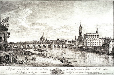 View from the Bridge of Dresden on the Elbe, 1749 | Bernardo Bellotto | Gemälde Reproduktion