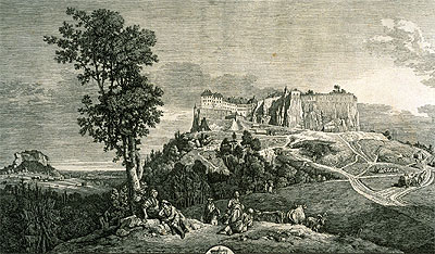 View of the Rock and of the Fortress of Koenigstein from the West Side, c.1765 | Bernardo Bellotto | Gemälde Reproduktion