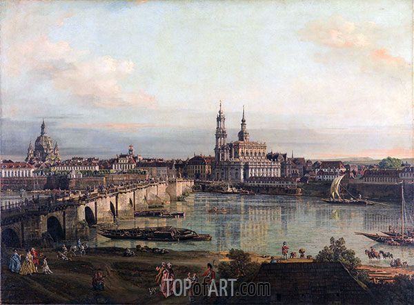 Dresden vom Neustädter Brückenkopf, 1765 | Bernardo Bellotto | Gemälde Reproduktion