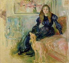 Julie Manet and Her Greyhound Laertes, 1893 by Berthe Morisot | Painting Reproduction