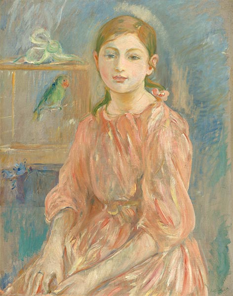 Die Tochter des Künstlers mit Sittich, 1890 | Berthe Morisot | Gemälde Reproduktion