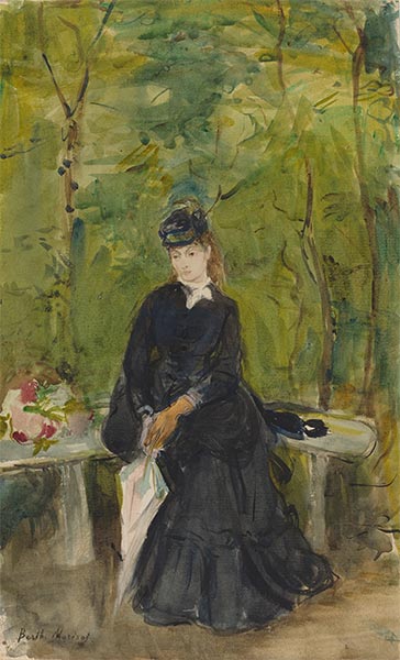Die Schwester des Künstlers, Edma, sitzt in Park, 1864 | Berthe Morisot | Gemälde Reproduktion