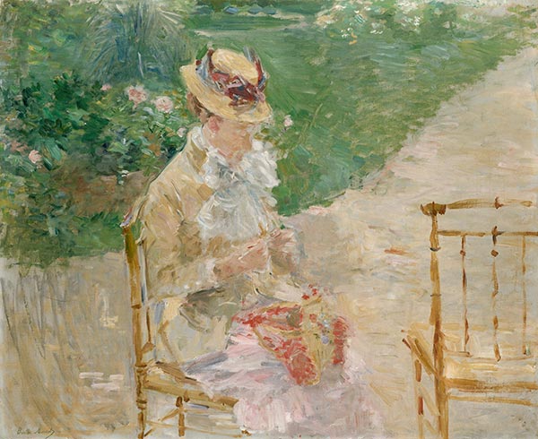 Junge Frau stricken, c.1883 | Berthe Morisot | Gemälde Reproduktion