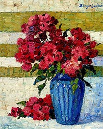 Stillleben Vase mit Rosen, 1920 von Birger Sandzén | Gemälde-Reproduktion