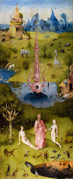 The Garden of Earthly Delights Triptych (Left Panel), c.1490/00 | Hieronymus Bosch | Painting Reproduction