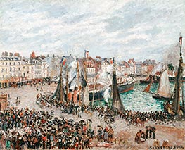 The Fishmarket, Dieppe - Grey Weather, Morning | Pissarro | Painting Reproduction