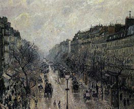 Boulevard Montmartre - Foggy Morning, 1897 by Pissarro | Painting Reproduction