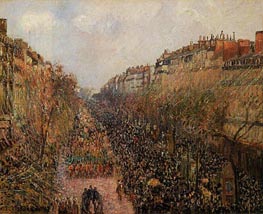 Boulevard Montmartre - Mardi-Gras | Pissarro | Painting Reproduction