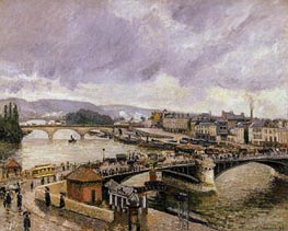 The Boieldieu Bridge, Rouen - Rain Effect, 1896 von Pissarro | Gemälde-Reproduktion