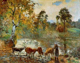 The Pond at Montfoucault, 1875 by Pissarro | Painting Reproduction