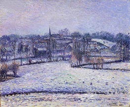 Snow Scene at Eragny (View of Bazincourt), 1884 by Pissarro | Painting Reproduction