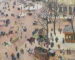 La Place du Theatre Francais, 1898 by Pissarro | Painting Reproduction