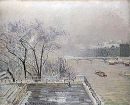 The Louvre under Snow, 1902 by Pissarro | Painting Reproduction