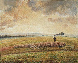 Landscape with Flock of Sheep, 1902 by Pissarro | Painting Reproduction