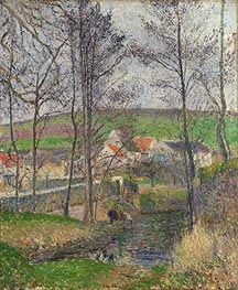 The Banks of the Viosne at Osny in Grey Weather, Winter | Pissarro | Painting Reproduction