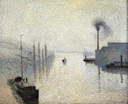 L'lle Lacroix, Rouen (The Effect of Fog) | Pissarro | Gemälde Reproduktion