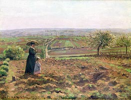 The Road to Rouen, Pontoise, 1872 by Pissarro | Painting Reproduction