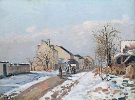 The Road from Gisors to Pontoise, Snow Effect, 1872 by Pissarro | Painting Reproduction