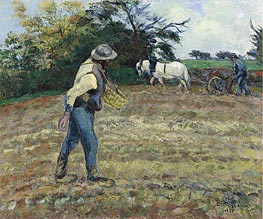 The Sower, Montfoucault, 1875 by Pissarro | Painting Reproduction