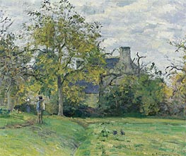 The House of Piette In Montfoucault, 1874 by Pissarro | Painting Reproduction