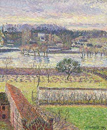 View from my Window, Flooding, Evening, Eragny, 1893 by Pissarro | Painting Reproduction