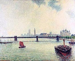 The Charing Cross Bridge in London, 1891 by Pissarro | Painting Reproduction