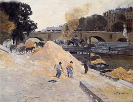 The Banks of the Seine in Paris, Pont Marie, Quai d'Anjou | Pissarro | Gemälde Reproduktion