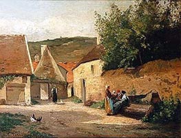 Streetcorner in the Village | Pissarro | Gemälde Reproduktion