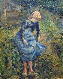 Girl with a Stick | Pissarro | Painting Reproduction