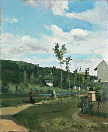 Strollers on a Country Road, La Varenne-Saint-Hilaire, 1864 by Pissarro | Painting Reproduction
