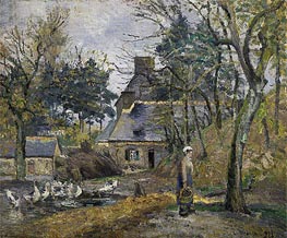 Farm at Montfoucault, 1874 by Pissarro | Painting Reproduction