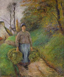 Peasant Carrying Two Bales of Hay, 1884 by Pissarro | Painting Reproduction
