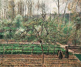 Springtime, Grey Weather, Eragny, 1895 by Pissarro | Painting Reproduction