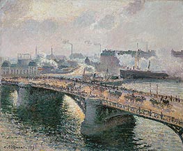 Sunset over the Boieldieu-Bridge at Rouen, Brittany, 1896 by Pissarro | Painting Reproduction