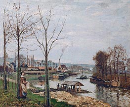 Port-Marly, the Wash-House, 1872 by Pissarro | Painting Reproduction