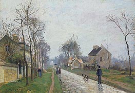 The Road: Rain Effect, 1870 by Pissarro | Painting Reproduction