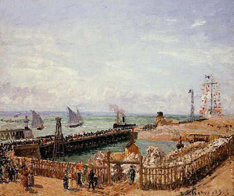 The Jetty, Le Havre - High Tide, Morning Sun, 1903 | Pissarro | Painting Reproduction